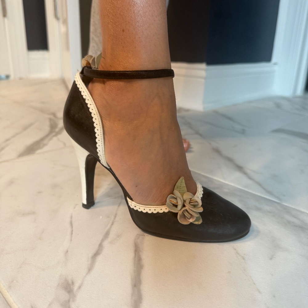 Black and white heels